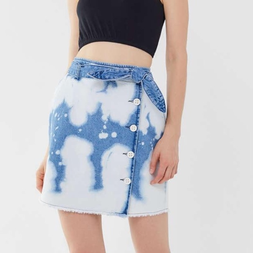 Urban Outfitters Polly Bleached Denim Mini Skirt